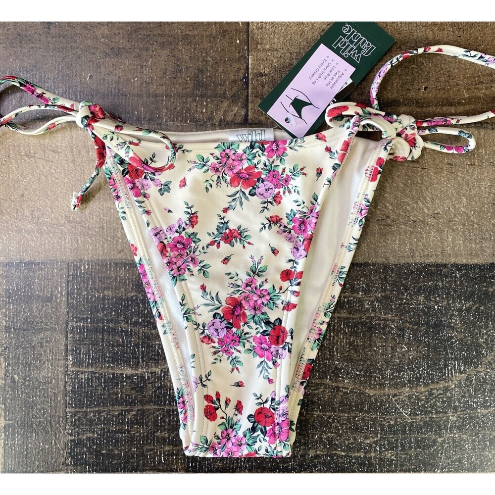 Wild Fable Low-Rise Floral Bikini Bottom Ultra High Leg Cheeky Side-Tie Sz XXS